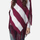 Women's Casual Turtleneck Half Sleeve Scarf Hem Striped Knit Cape 2981# Dark lavender Clothing Wholesale Market -LIUHUA