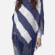 Women's Casual Turtleneck Half Sleeve Scarf Hem Striped Knit Cape 2981# 515# Clothing Wholesale Market -LIUHUA