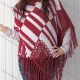 Wholesale Women's Casual Turtleneck Half Sleeve Scarf Hem Striped Knit Cape 2983# Red Clothing Wholesale Market Liuhua