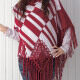 Women's Casual Turtleneck Half Sleeve Scarf Hem Striped Knit Cape 2983# Red Clothing Wholesale Market -LIUHUA