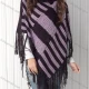 Wholesale Women's Casual Turtleneck Half Sleeve Scarf Hem Striped Knit Cape 2985# Purple Clothing Wholesale Market Liuhua