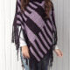 Women's Casual Turtleneck Half Sleeve Scarf Hem Striped Knit Cape 2985# Purple Clothing Wholesale Market -LIUHUA