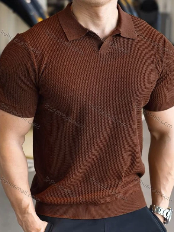 Wholesale Oscar factory men's comfortable polo shirt, short-sleeved sweater, knitted top, warm and soft fabric, simple and versati