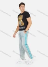 Wholesale Men's Rhinestone Bear Graphic Round Neck Slim Fit Casaul Tee - Liuhuamall