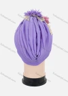 Wholesale Women's Casual Flower Appliques Ruched Headwrap Hat - Liuhuamall