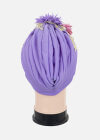 Wholesale Women's Casual Flower Appliques Ruched Headwrap Hat - Liuhuamall