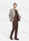 Wholesale Men's Business Lapel One Button Plaid Blazer Jakcet With Waistcoat 3 Piece Suit Set - Liuhuamall