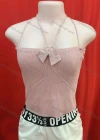 Wholesale Women's Casual Plain Rib-knit Spaghetti Strap Knit Halter Cami Top - Liuhuamall
