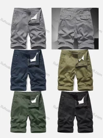 Wholesale Men's Casual Plain Multiple Pockets Shorts 17054#, LIUHUA CLOTHING WHOLESALE