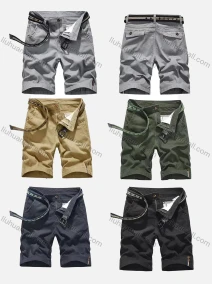 Wholesale Men's Casual Plain Multiple Pockets Shorts With Belt 17451#, LIUHUA CLOTHING WHOLESALE