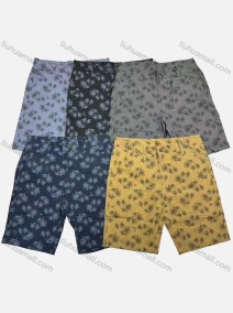 Wholesale Men's Casual Allover Tree Print Patch Pocket Shorts 19252#, LIUHUA CLOTHING WHOLESALE