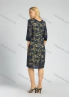 Wholesale Women's Elegant Two Tone Round Neck Guipure Lace 3/4 Sleeve Cocktail Midi Dress - Liuhuamall