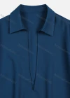 Wholesale Women's Casual Deep V Neck Long Sleeve Plain Blouses - Liuhuamall