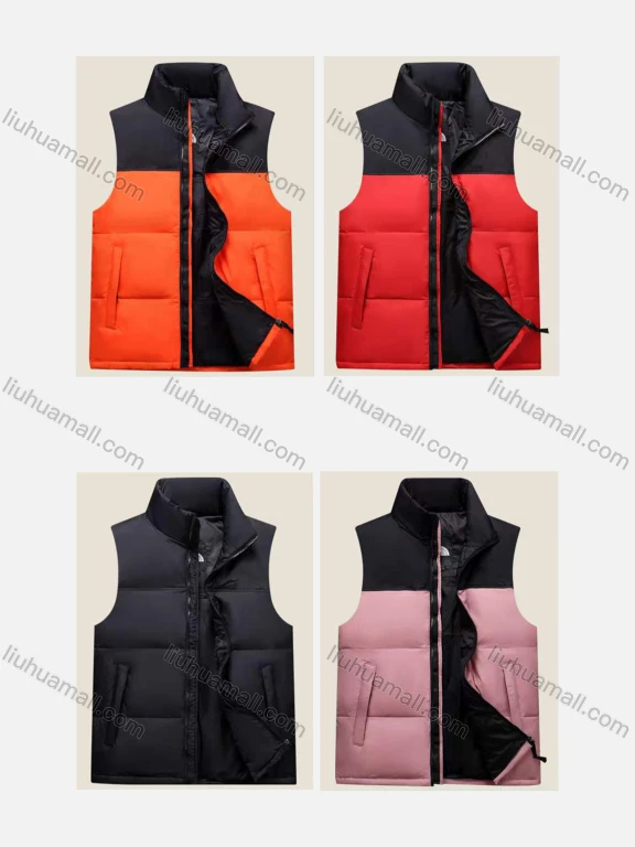 Wholesale Men's Casual Stand Collar Sleeveless Stiching Color Dual Pockets Vest Jacket