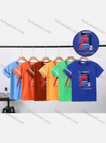 Wholesale Boy's Casual Letter Print Round Neck Short Sleeve Modal Cotton Tee, LIUHUA CLOTHING WHOLESALE