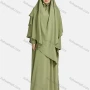 Wholesale Women's Vintage Islamic Chiffon Plain Muslim Long Sleeve Ruffle Trim Layered Floor Length Hooded Khimar Abaya Dress preview