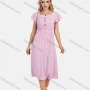 Wholesale Women's Casual Bateau Neck Ruffle Sleeve Buttons Decor Elastic Waist Midi Dress preview