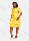 Wholesale Women's Crew Neck Half Sleeve Polka Dots Print Lace Up Tiered Dress 2859# - Liuhuamall