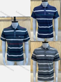 Wholesale Men's Casual Short Sleeve Striped Button Front Polo Shirts, LIUHUA CLOTHING WHOLESALE