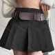 Women's Plain High Waist Pleated Skirts With Belt Black Guangzhou Clothing Wholesale Market & Suppliers -LIUHUAMALL