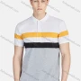 Wholesale Men's Casual Collared Short Sleeve Button Front Striped Polo Shirt preview