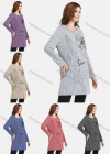 Wholesale Women's Casual Round Neck Rhinestone Letter Print Long Sleeve Rib Knit Tunic - Liuhuamall