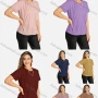 Wholesale Women's Casual Plain Pearl Decor Ruffle Hem Short Sleeve Blouse preview