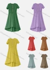 Wholesale Women's Casual Plain Round Neck Button Front Short Sleeve Ruffle Hem Midi Dress - Liuhuamall