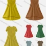 Wholesale Women's Casual Plain Round Neck Short Sleeve Ruffle Hem Midi Dress With Metal Necklace preview