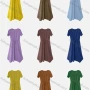 Wholesale Women's Casual Plain Round Neck Metal Chain Short Sleeve Tie Front Ruffle Hem Midi Dress preview