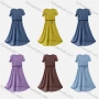 Wholesale Women's Casual Plain Round Neck Metal Chain Short Sleeve Ruffle Hem Midi Dress With Belt preview