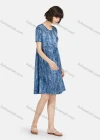 Wholesale Women's Lounge Soft Allover Print Round Neck Ruched Short Sleeve Lounge Nightgown A25# - Liuhuamall
