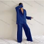 Wholesale Women's Casual Satin Lapel Long Sleeve Button Down Tops&Pants 2 Piece Pajama Sets preview