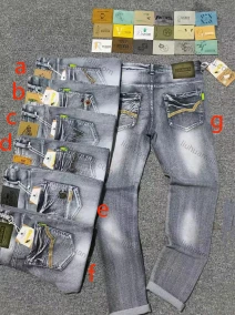 Wholesale Men's Casual Distressed Patch Pocket Straight Leg Rolled Hem Jean, LIUHUA CLOTHING WHOLESALE