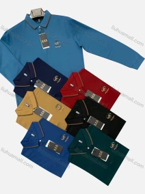 Wholesale Men's Casual Plain Logo Long Sleeve Polo Shirt 6609#, LIUHUA CLOTHING WHOLESALE