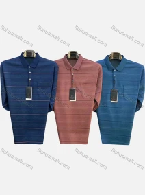 Wholesale Men's Casual Striped Patch Pocket Long Sleeve Polo Shirt 6907#, LIUHUA CLOTHING WHOLESALE