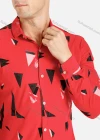 Wholesale Men's Casual Slim Fit Long Sleeve Geometric Print Button Down Shirt - Liuhuamall