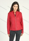 Wholesale Women's Casual Plain Long Sleeve Stand Collar Zipper Leather Jacket With Zipper Pockets - Liuhuamall