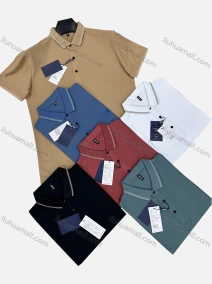 Wholesale Men's Casual Plain Striped Trim Short Sleeve Polo Shirt 8821#, LIUHUA CLOTHING WHOLESALE