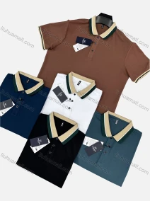 Wholesale Men's Casual Plain Striped Trim Contrast Short Sleeve Polo Shirt 8831#, LIUHUA CLOTHING WHOLESALE