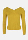 Wholesale Women's Plain V Neck Rib-knit Long Sleeve Crop Sweater - Liuhuamall