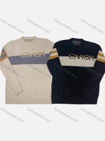 Wholesale Men's Casual Crew Neck Long Sleeve Colorblock Letter Print Knit Sweaters, LIUHUA CLOTHING WHOLESALE