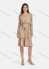 Wholesale Women's Casual V Neck Tie Front Button Front Ruffle Hem Dress 10097# - Liuhuamall