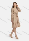 Wholesale Women's Casual V Neck Tie Front Button Front Ruffle Hem Dress 10097# - Liuhuamall