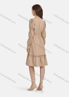 Wholesale Women's Casual V Neck Tie Front Button Front Ruffle Hem Dress 10097# - Liuhuamall