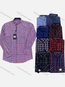 Wholesale Men's Casual Collared Long Sleeve Plaid Print Shirt, LIUHUA CLOTHING WHOLESALE