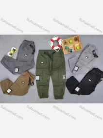 Wholesale Boy's Casual Labeled Elastic Waist Cargo Pants With Buckle 1086##, LIUHUA CLOTHING WHOLESALE