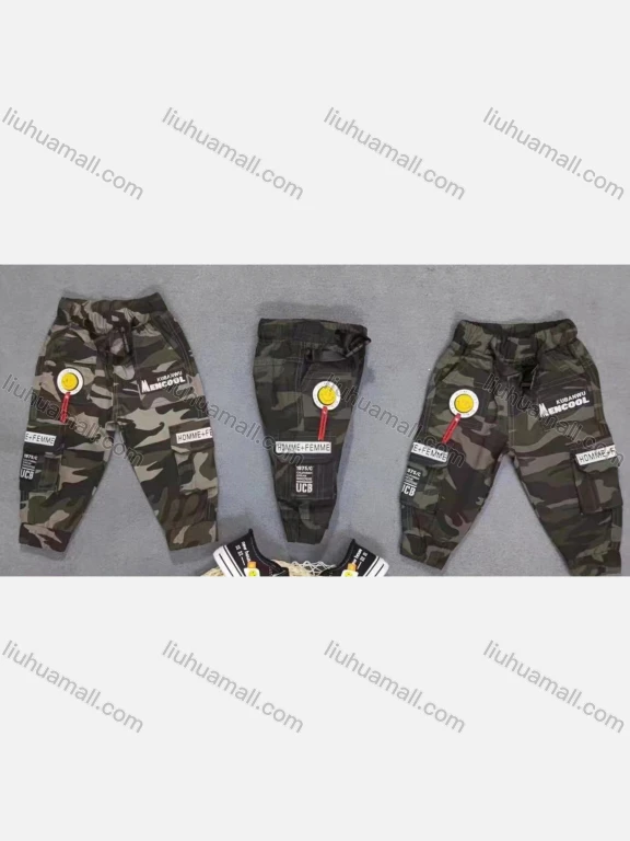 Wholesale Boy's Casual Labeled Elastic Waist Cargo Pants With Buckle 1090#