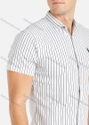 Wholesale Men's Casual Slim Fit Short Sleeve Striped Embroidery Button Down Shirt - Liuhuamall