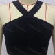 Wholesale Women's Sexy Halter Plain Rib-knit Crop Top Black Clothing Wholesale Market Liuhua